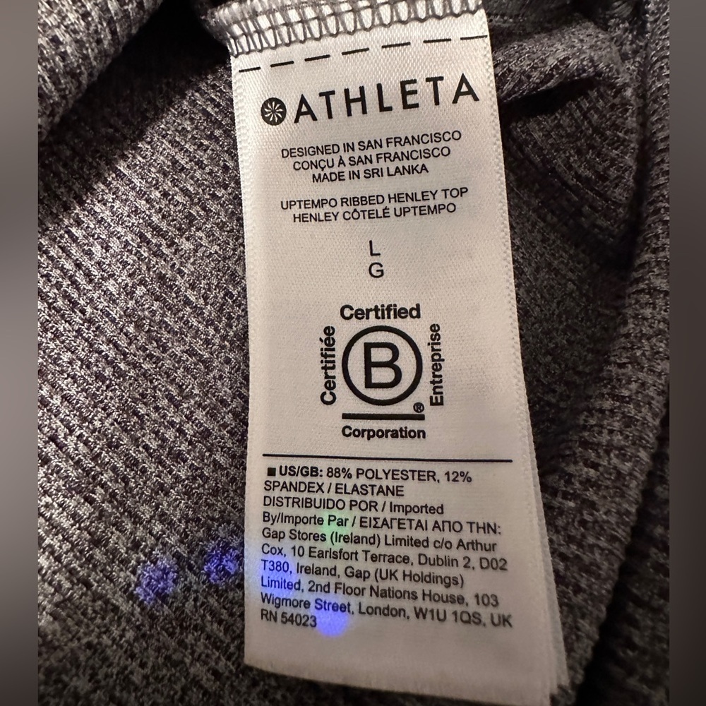 Athleta Uptempo Women’s Grey Ribbed Henley Top - Size L - Picture 9 of 12